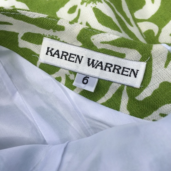 Karen Warren Sleeveless 100% Linen Spring Green Lined Sheath Dress. Sz 6 - Picture 8 of 9